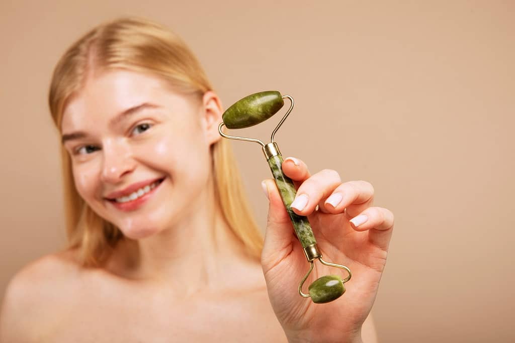 close up woman holding tool liposuction